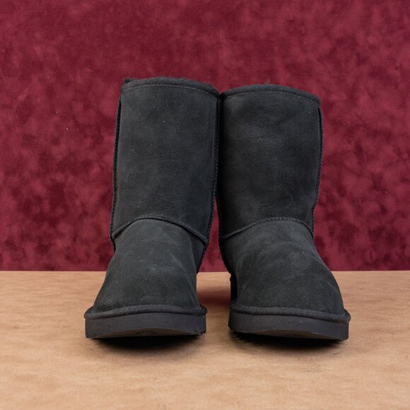 UGG Women Classic Short II Black Suede Shearling Lined Winter Boots sz 10 - Picture 3 of 8